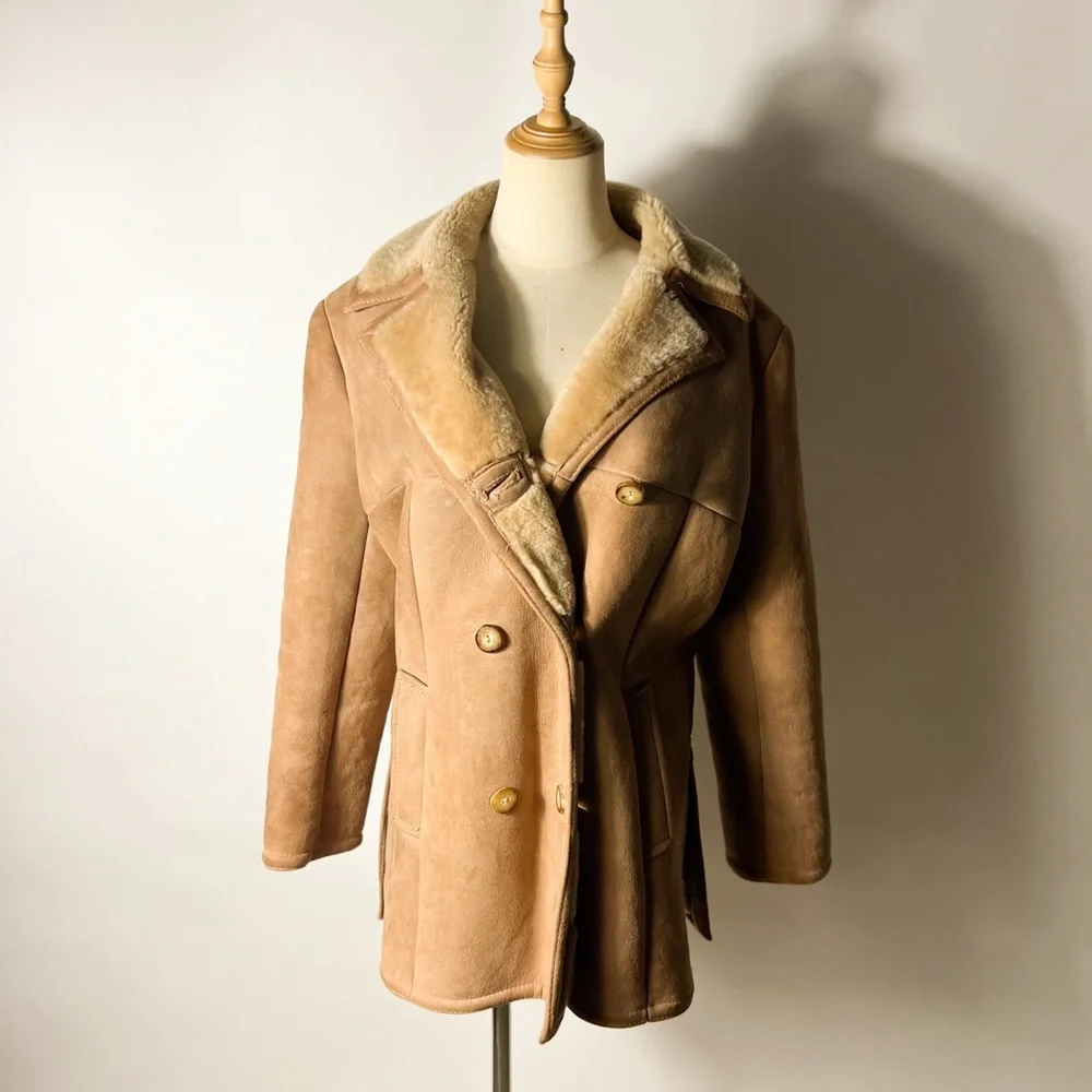 VINTAGE 70s Orvis Shearling Coat Womens Medium - Picture 2 of 9